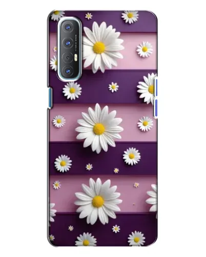 Чехол для OPPO Reno 3 с картинкой «Ромашки на фиолетовом»