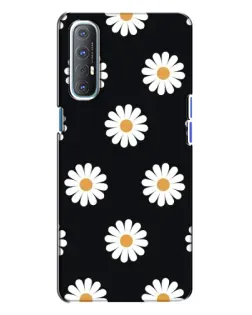 Чехол для OPPO Reno 3 с картинкой «Ромашки на черном»