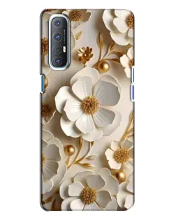 Чехол для OPPO Reno 3 с картинкой «Белие бумажние  цвети»