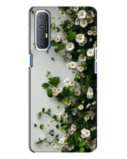 Чехол для OPPO Reno 3 с картинкой «Ветка мелких белых цветов»
