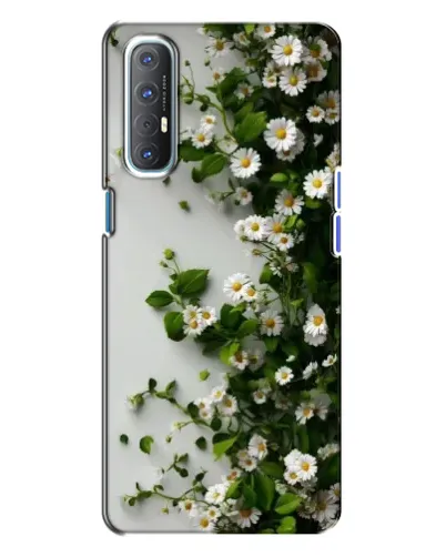 Чехол для OPPO Reno 3 с картинкой «Ветка мелких белых цветов»
