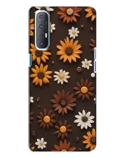 Чехол для OPPO Reno 3 с картинкой «Узор из маленьких подсолнухов»