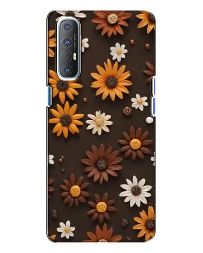 Чехол для OPPO Reno 3 с картинкой «Узор из маленьких подсолнухов»