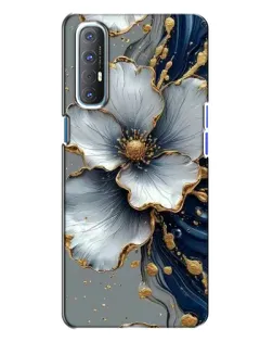 Чехол для OPPO Reno 3 с картинкой «Белый цветок и золотой флюид»