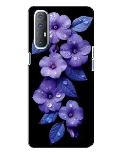 Чехол для OPPO Reno 3 с картинкой «Фиолетовые цветы с росою»