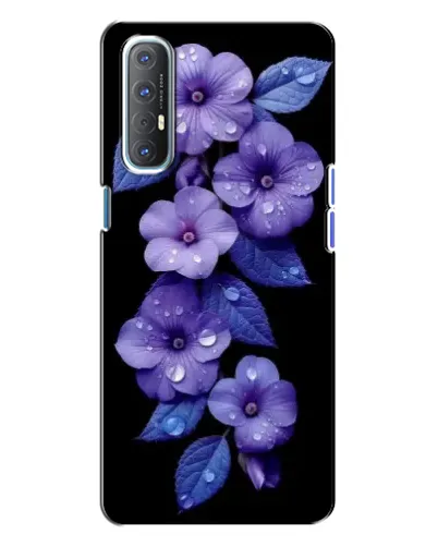 Чехол для OPPO Reno 3 с картинкой «Фиолетовые цветы с росою»