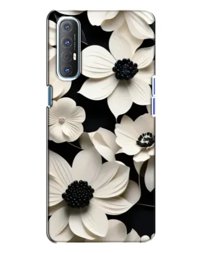 Чехол для OPPO Reno 3 с картинкой «Объемные белые цветы»