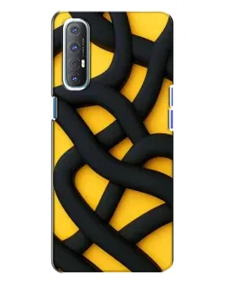 Чехол для OPPO Reno 3 с картинкой «Черное желтое переплетение» Чехол для OPPO Reno 3 с картинкой «Черное желтое переплетение»