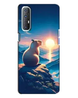 Чехол для OPPO Reno 3 с картинкой «Закат солнца с капибарой»