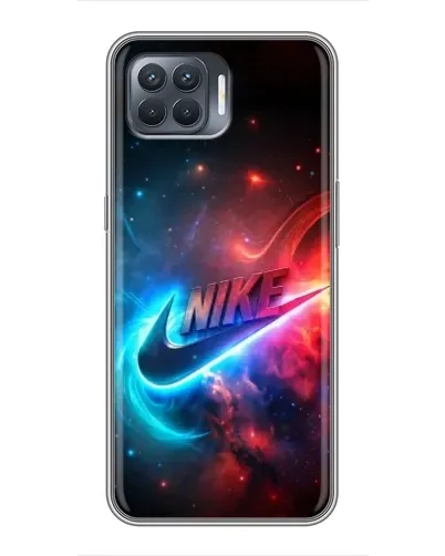 Чехол для OPPO Reno 4 Lite с картинкой «Огненный логотип Nike»