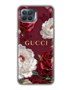 Чехол для OPPO Reno 4 Lite с картинкой «Gucci — бордовые розы»