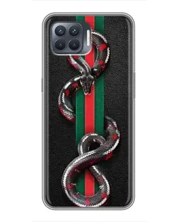 Чехол для OPPO Reno 4 Lite с картинкой «Gucci — змея на полосе»