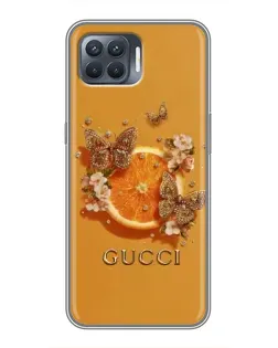 Чехол для OPPO Reno 4 Lite с картинкой «Gucci — золотые бабочки»