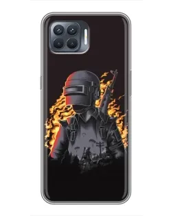 Чохол для OPPO Reno 4 Lite з картинкою «PUBG — вогняний силует»