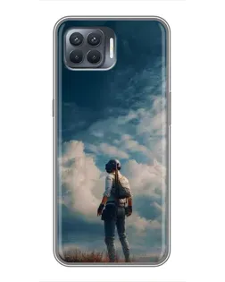 Чохол для OPPO Reno 4 Lite з картинкою «Герой PUBG на скелі»