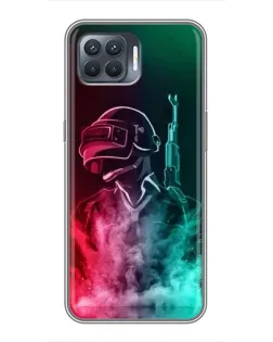 Чохол для OPPO Reno 4 Lite з картинкою «PUBG — вогняний воїн»