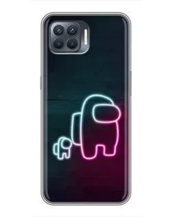 Чохол для OPPO Reno 4 Lite з картинкою «Among Us неон-арт»