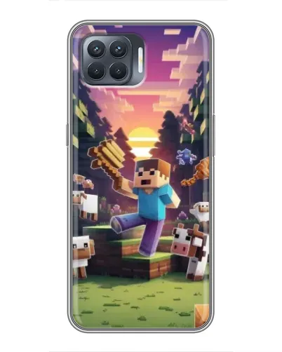 Чехол для OPPO Reno 4 Lite с картинкой «Стив на ферме»