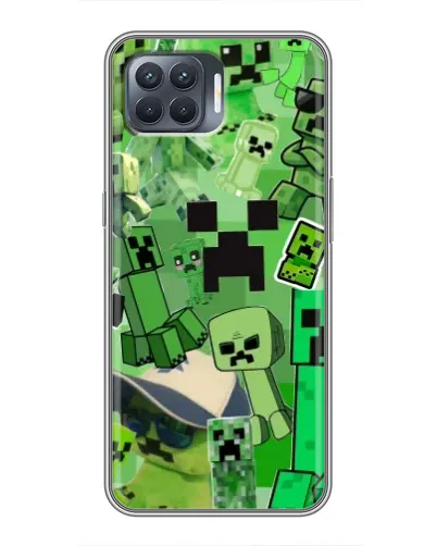 Чехол для OPPO Reno 4 Lite с картинкой «Криперы Minecraft»