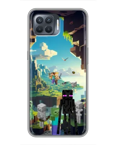 Чехол для OPPO Reno 4 Lite с картинкой «Эндермен в лесу»