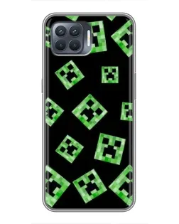 Чехол для OPPO Reno 4 Lite с картинкой «Паттерн с криперами» Чехол для OPPO Reno 4 Lite с картинкой «Паттерн с криперами»