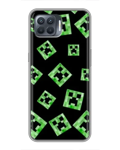 Чехол для OPPO Reno 4 Lite с картинкой «Паттерн с криперами»