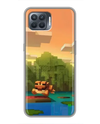 Чехол для OPPO Reno 4 Lite с картинкой «Майнкрафт закат солнца»