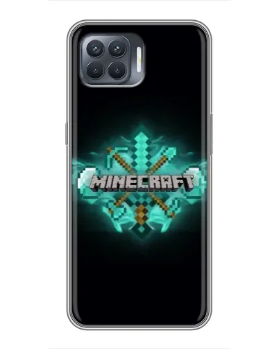 Чехол для OPPO Reno 4 Lite с картинкой «Minecraft Diamond лого»