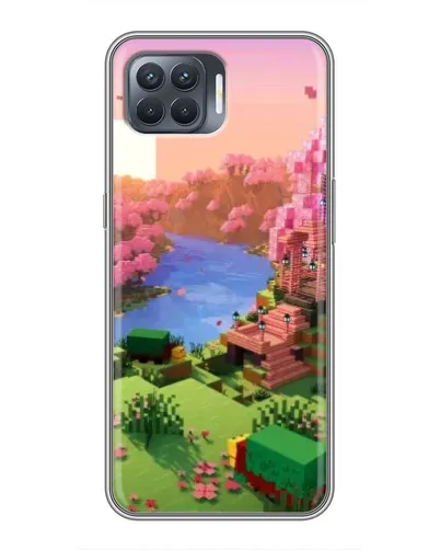Чехол для OPPO Reno 4 Lite с картинкой «Розовое дерево Minecraft»