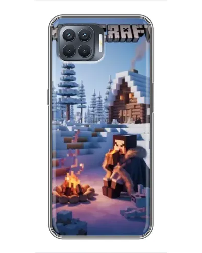 Чехол для OPPO Reno 4 Lite с картинкой «Зимний Minecraft»