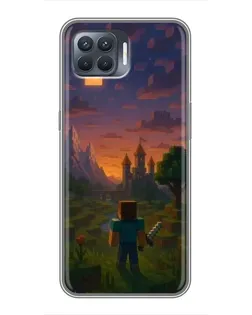 Чехол для OPPO Reno 4 Lite с картинкой «Стив у башни» Чехол для OPPO Reno 4 Lite с картинкой «Стив у башни»