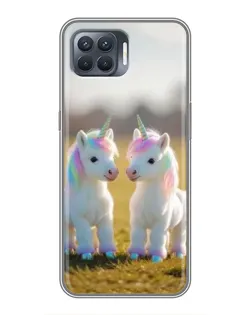 Чехол для OPPO Reno 4 Lite с картинкой «Пара единорогов»
