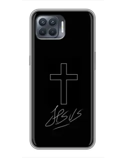 Чехол для OPPO Reno 4 Lite с картинкой «Графический крест Jesus»