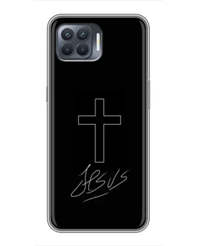 Чехол для OPPO Reno 4 Lite с картинкой «Графический крест Jesus» Чехол для OPPO Reno 4 Lite с картинкой «Графический крест Jesus»