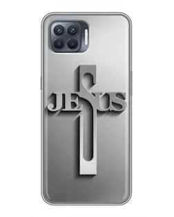 Чехол для OPPO Reno 4 Lite с картинкой «Металлический крест Jesus»
