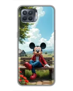 Чехол для OPPO Reno 4 Lite с картинкой «Микки на скамейке»