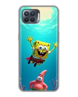 Чехол для OPPO Reno 4 Lite с картинкой «Спанч Боб под водой»