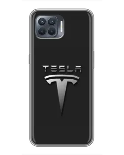 Чехол для OPPO Reno 4 Lite с картинкой «Стальной логотип Tesla» Чехол для OPPO Reno 4 Lite с картинкой «Стальной логотип Tesla»
