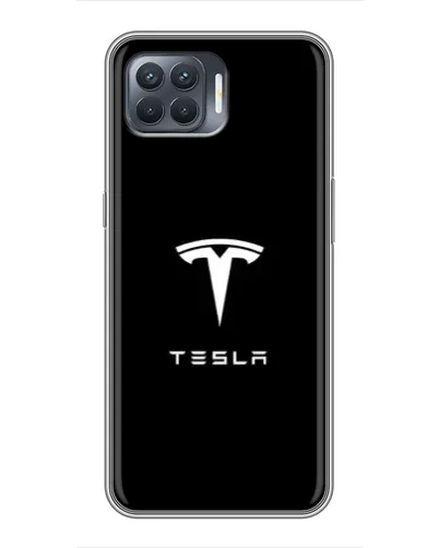 Чехол для OPPO Reno 4 Lite с картинкой «Tesla White Logo»