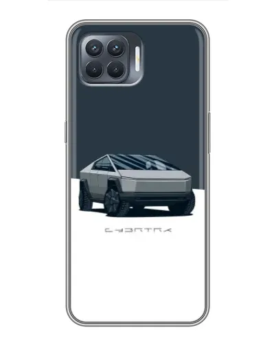 Чехол для OPPO Reno 4 Lite с картинкой «Серебристый Cybertruck Tesla»