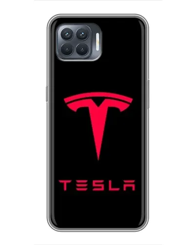 Чехол для OPPO Reno 4 Lite с картинкой «Tesla Red Logo»