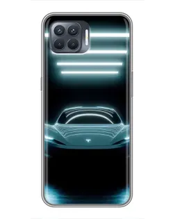 Чехол для OPPO Reno 4 Lite с картинкой «Tesla в неоне» Чехол для OPPO Reno 4 Lite с картинкой «Tesla в неоне»