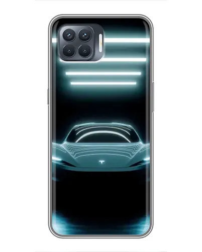 Чехол для OPPO Reno 4 Lite с картинкой «Tesla в неоне»