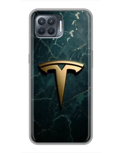 Чехол для OPPO Reno 4 Lite с картинкой «Мраморная Tesla Gold»