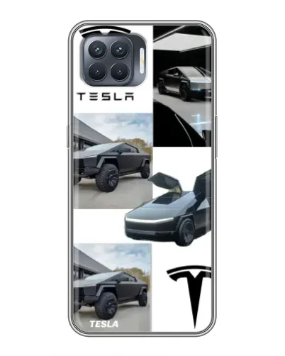 Чехол для OPPO Reno 4 Lite с картинкой «Коллаж Cybertruck Tesla»