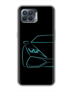 Чехол для OPPO Reno 4 Lite с картинкой «Голубой силуэт Lamborghini» Чехол для OPPO Reno 4 Lite с картинкой «Голубой силуэт Lamborghini»