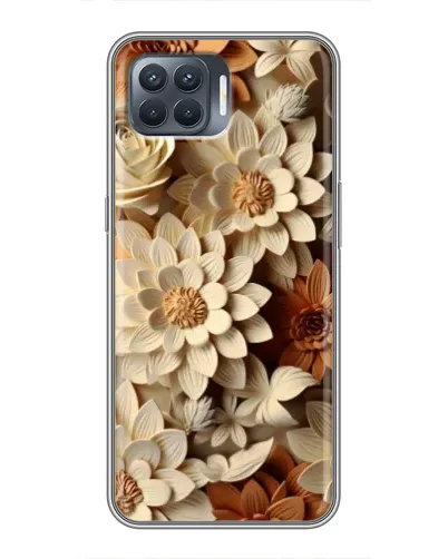Чехол для OPPO Reno 4 Lite с картинкой «Бежевый флористический декор»