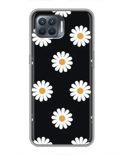 Чехол для OPPO Reno 4 Lite с картинкой «Ромашки на черном»