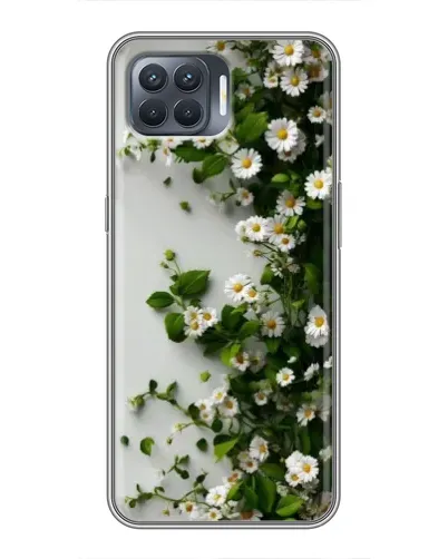 Чехол для OPPO Reno 4 Lite с картинкой «Ветка мелких белых цветов»
