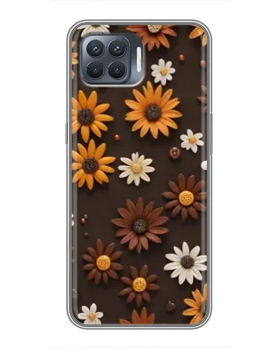 Чехол для OPPO Reno 4 Lite с картинкой «Узор из маленьких подсолнухов»